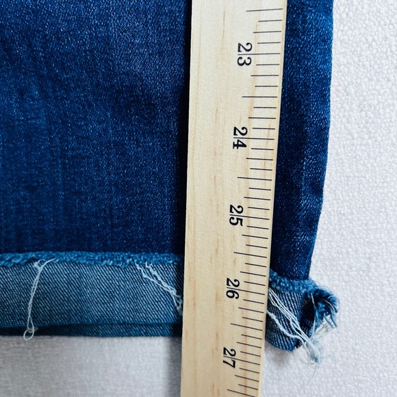Seven7 Womens Easy Fit Boyfriend Jeans Blue Denim Frayed Hem Size 8 - Picture 12 of 14
